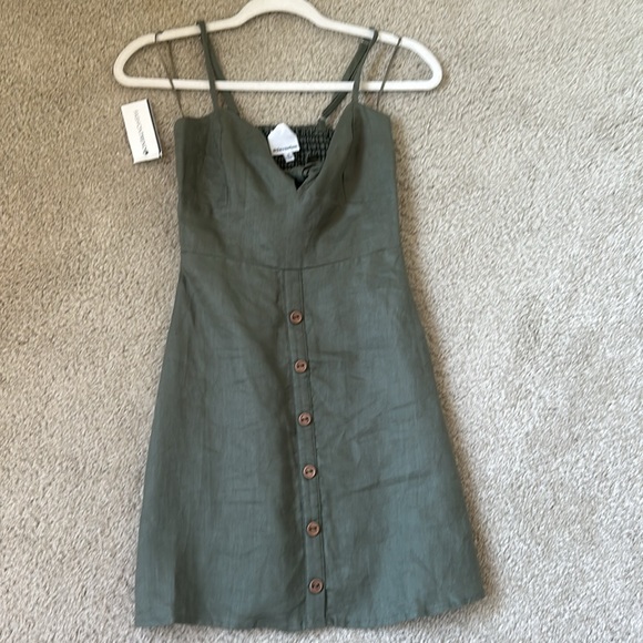 Olive Button Up Mini Dress 👗 size small - Picture 1 of 5